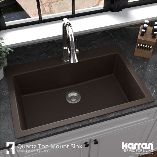 Quartz Composite Brown Kitchen Sink Matte 5