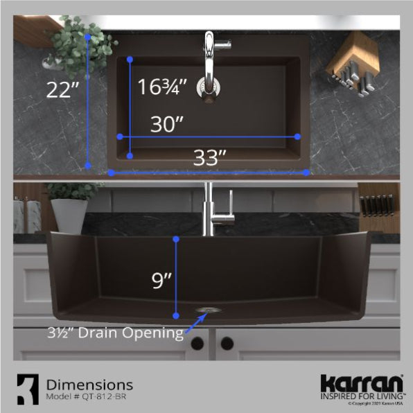 Quartz Composite Brown Kitchen Sink Matte 7