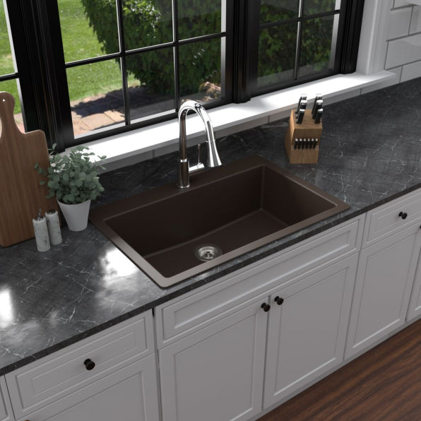 Quartz Composite Brown Kitchen Sink Matte 4