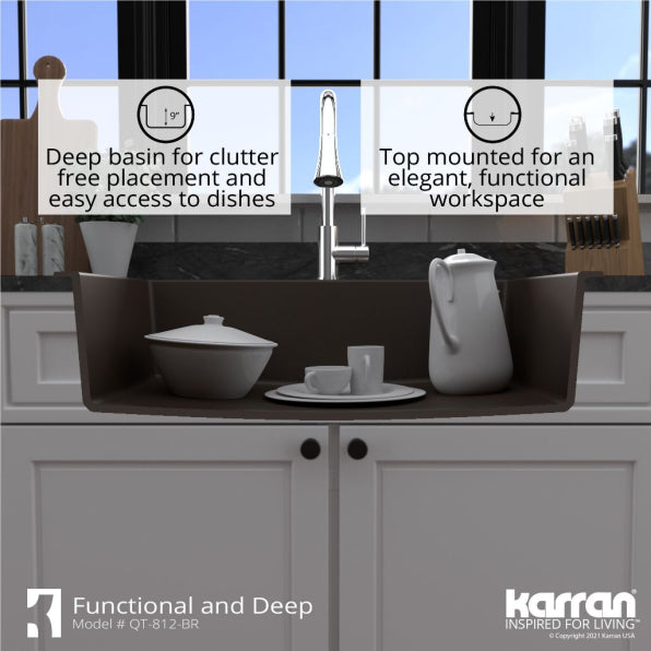 Quartz Composite Brown Kitchen Sink Matte 7