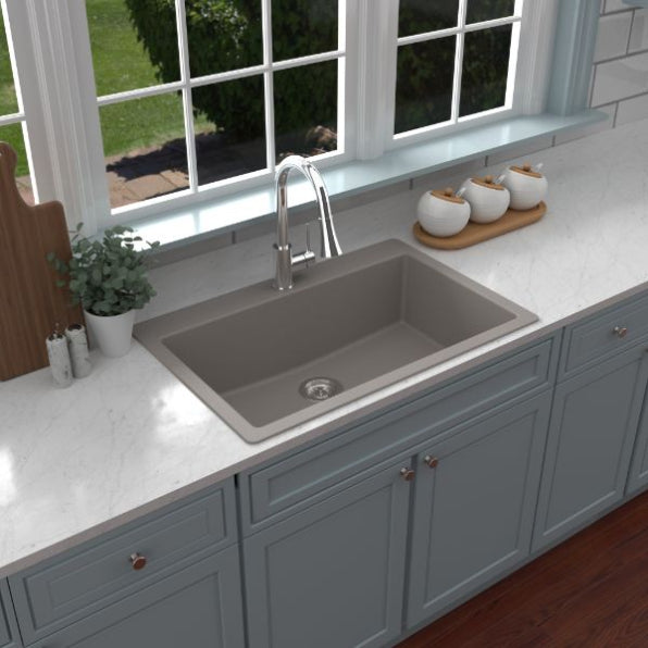 Quartz Composite Concrete Kitchen Sink Matte 4