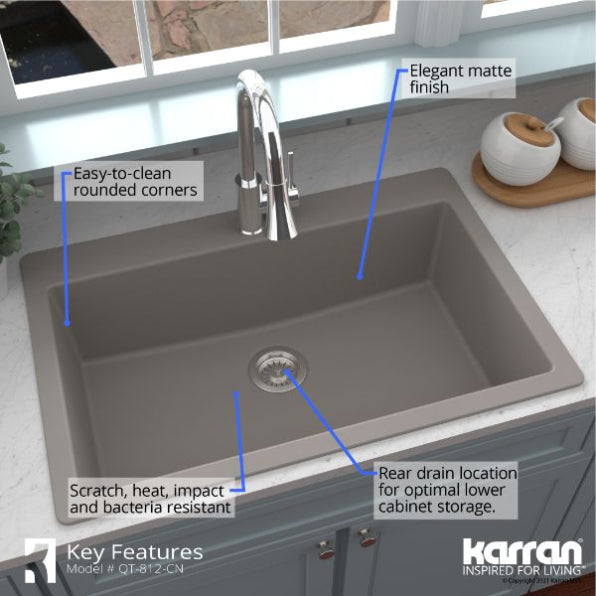 Quartz Composite Concrete Kitchen Sink Matte 6