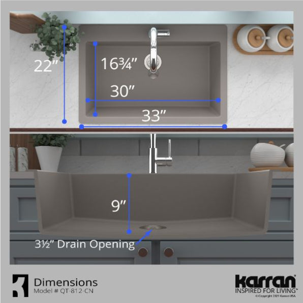 Quartz Composite Concrete Kitchen Sink Matte 7