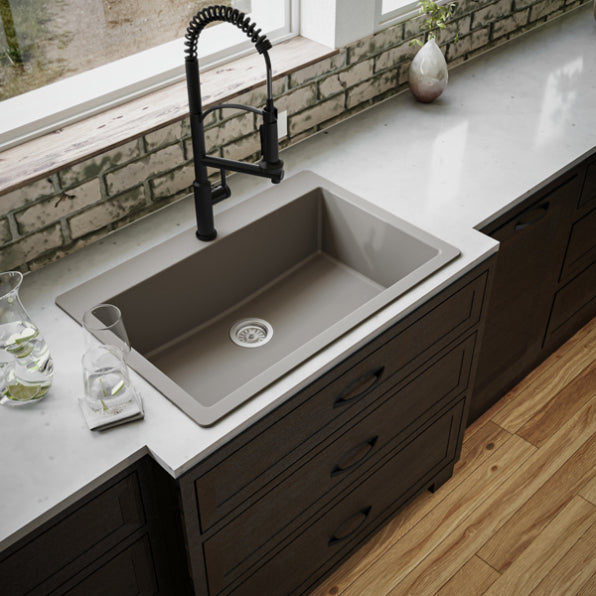 Quartz Composite Concrete Kitchen Sink Matte 5