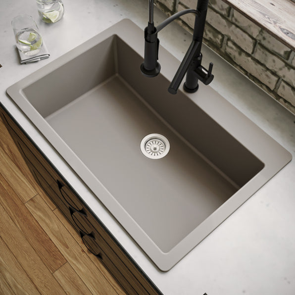 Quartz Composite Concrete Kitchen Sink Matte 6