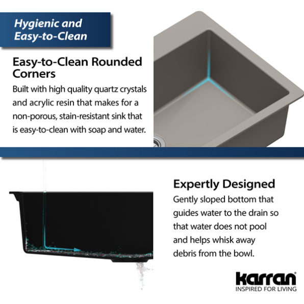 Quartz Composite Concrete Kitchen Sink Matte 9