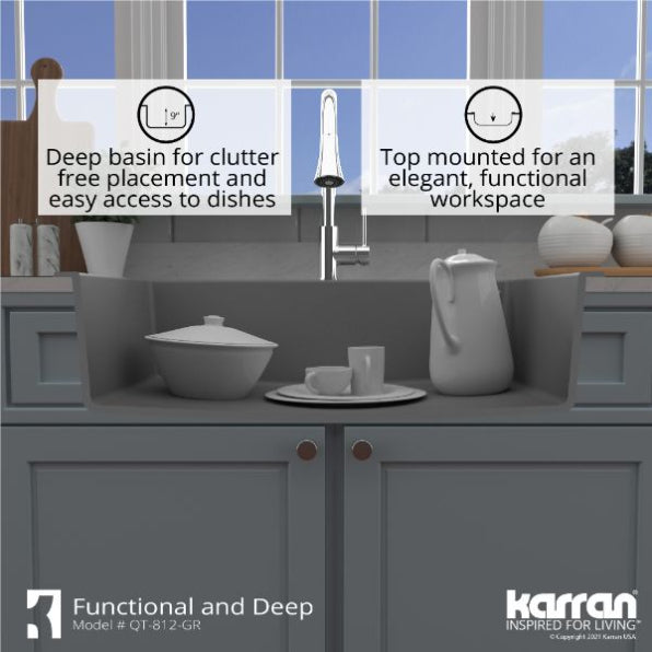 Quartz Composite Grey Kitchen Sink Matte 9