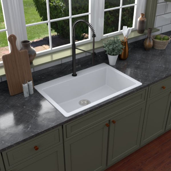 Quartz Composite White Kitchen Sink Matte 5
