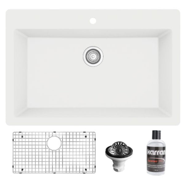 Quartz Composite White Kitchen Sink Matte 1