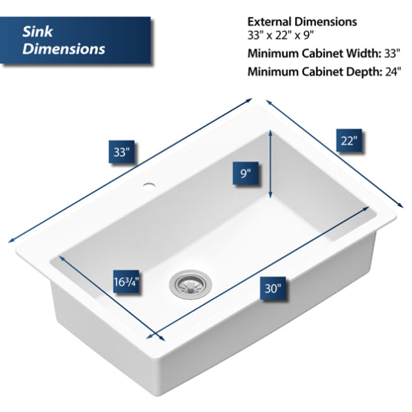 Quartz Composite White Kitchen Sink Matte 3
