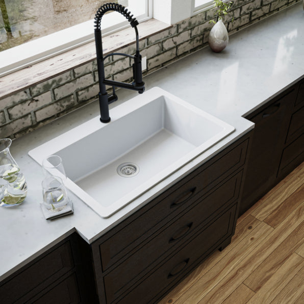 Quartz Composite White Kitchen Sink Matte 5
