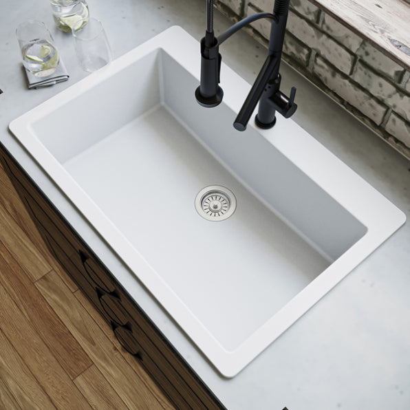 Quartz Composite White Kitchen Sink Matte 6