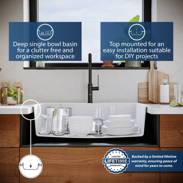 Quartz Composite White Kitchen Sink Matte 8