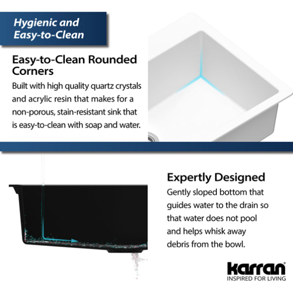 Quartz Composite White Kitchen Sink Matte 9