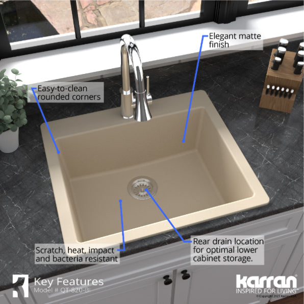 Quartz Composite Bisque Kitchen Sink Matte 6