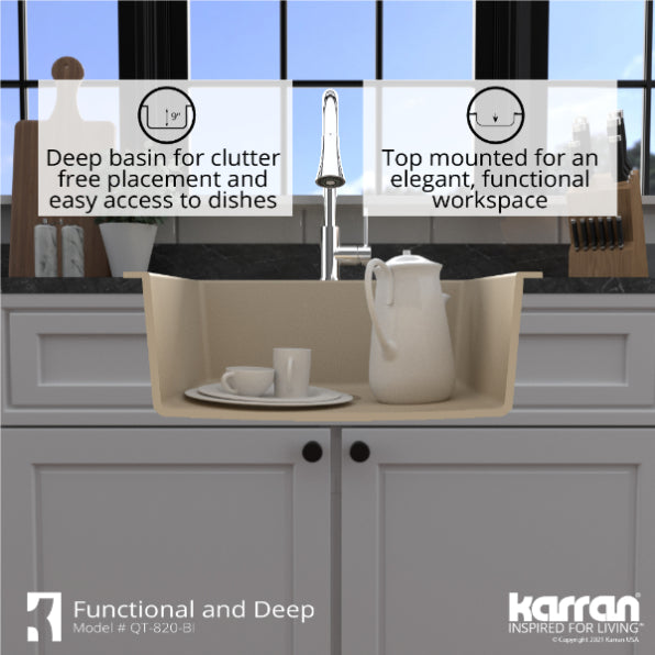 Quartz Composite Bisque Kitchen Sink Matte 8