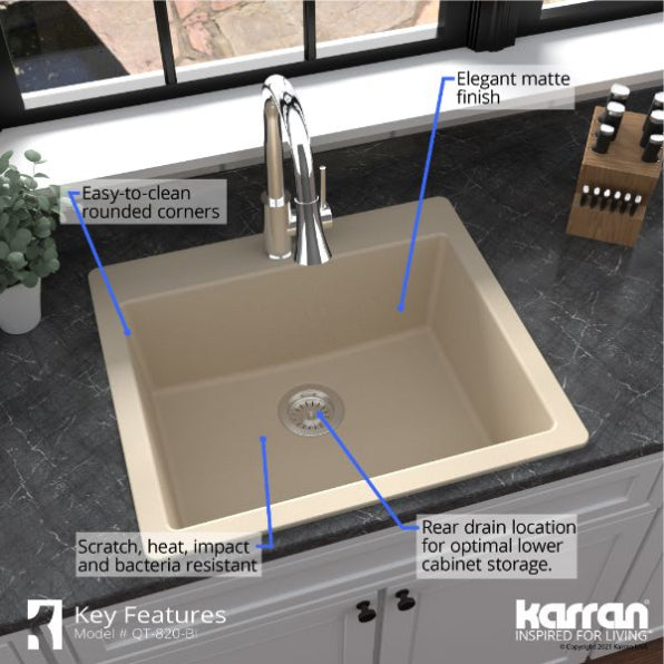 Quartz Composite Bisque Kitchen Sink Matte 5