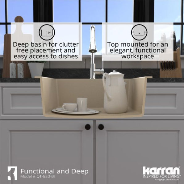 Quartz Composite Bisque Kitchen Sink Matte 7