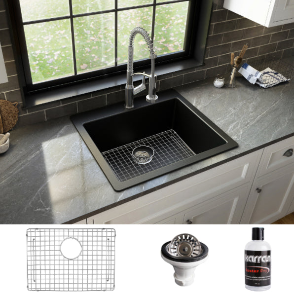 Quartz Composite Black Kitchen Sink Matte 4