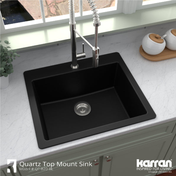 Quartz Composite Black Kitchen Sink Matte 6