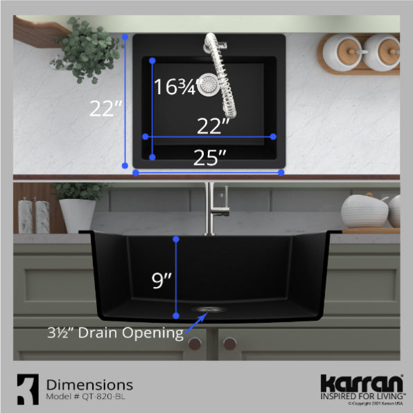Quartz Composite Black Kitchen Sink Matte 8