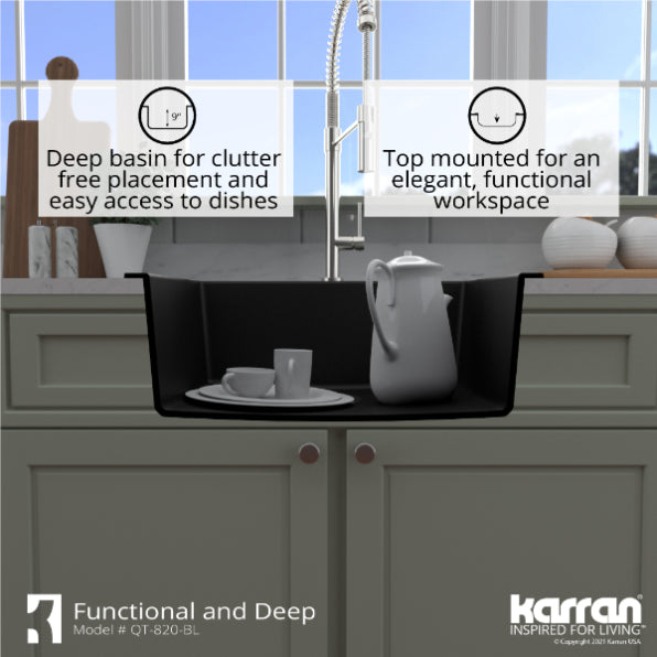Quartz Composite Black Kitchen Sink Matte 9