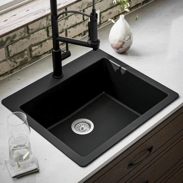 Quartz Composite Black Kitchen Sink Matte 5