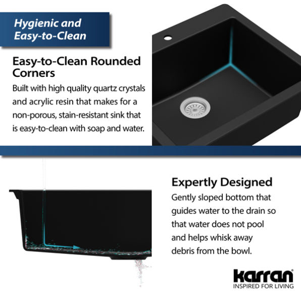 Quartz Composite Black Kitchen Sink Matte 8