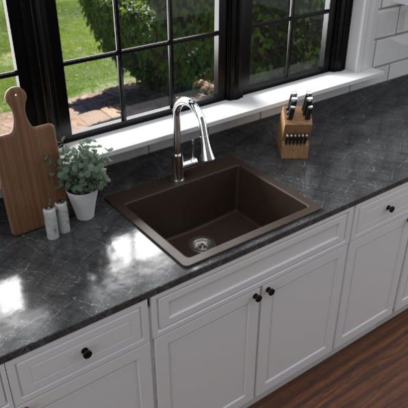 Quartz Composite Brown Kitchen Sink Matte 4