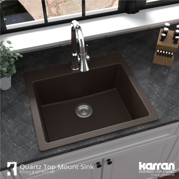 Quartz Composite Brown Kitchen Sink Matte 5