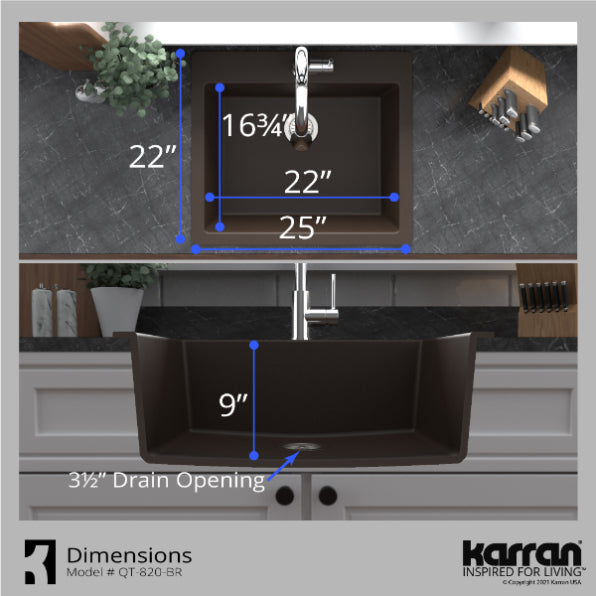 Quartz Composite Brown Kitchen Sink Matte 7