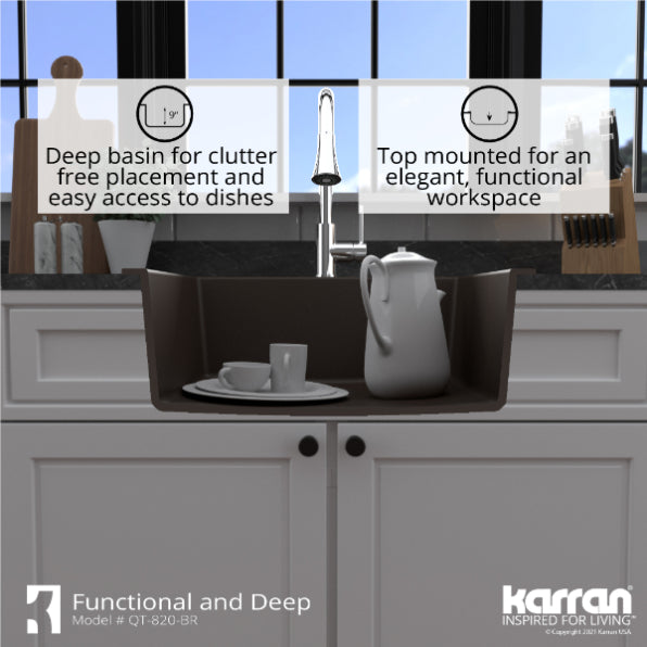Quartz Composite Brown Kitchen Sink Matte 8