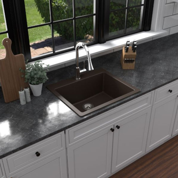 Quartz Composite Brown Kitchen Sink Matte 4