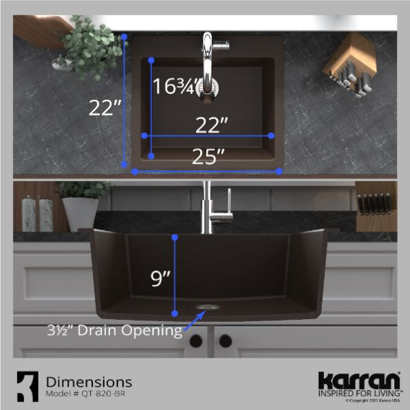 Quartz Composite Brown Kitchen Sink Matte 6