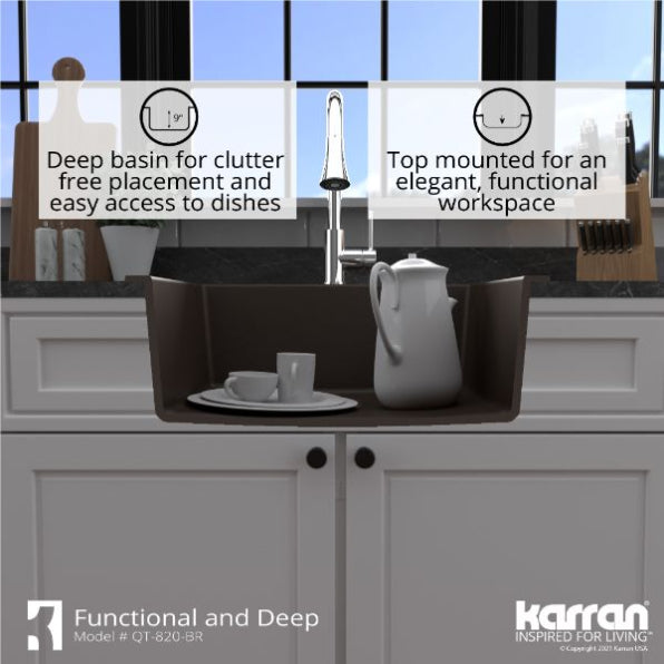 Quartz Composite Brown Kitchen Sink Matte 7