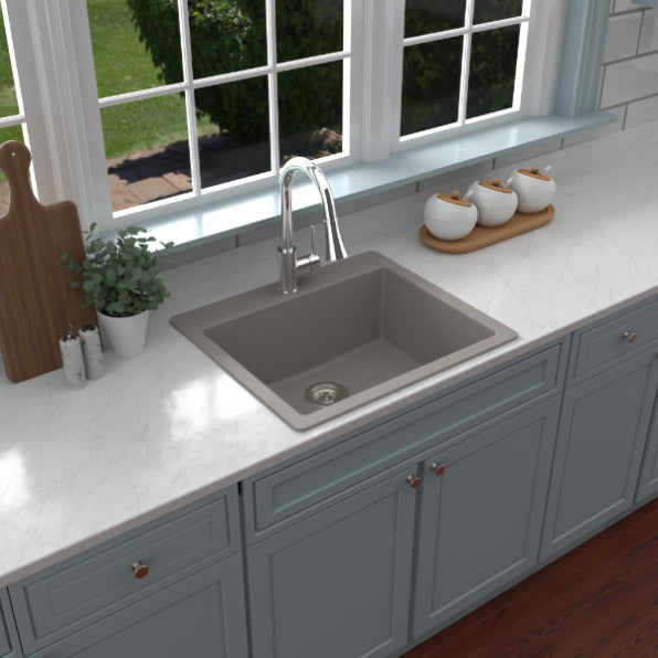 Quartz Composite Concrete Kitchen Sink Matte 4