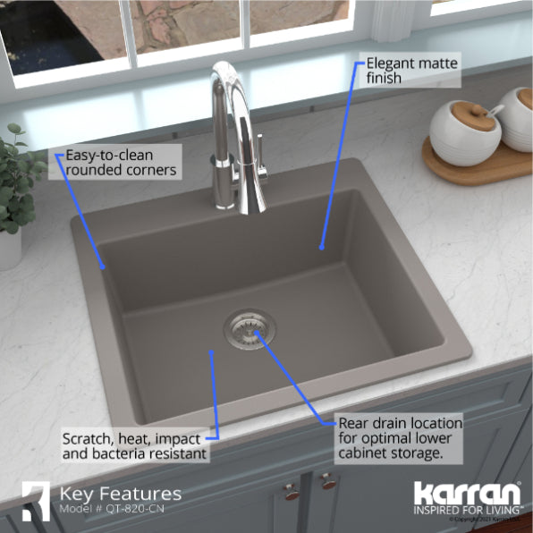 Quartz Composite Concrete Kitchen Sink Matte 6