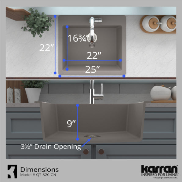 Quartz Composite Concrete Kitchen Sink Matte 7