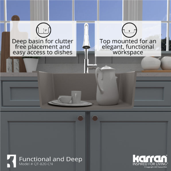 Quartz Composite Concrete Kitchen Sink Matte 8