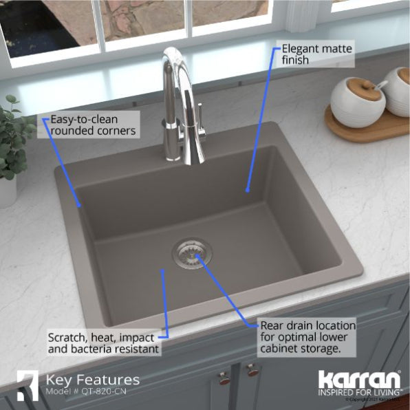 Quartz Composite Concrete Kitchen Sink Matte 5