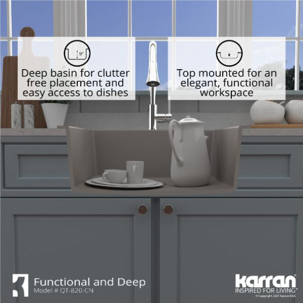 Quartz Composite Concrete Kitchen Sink Matte 7