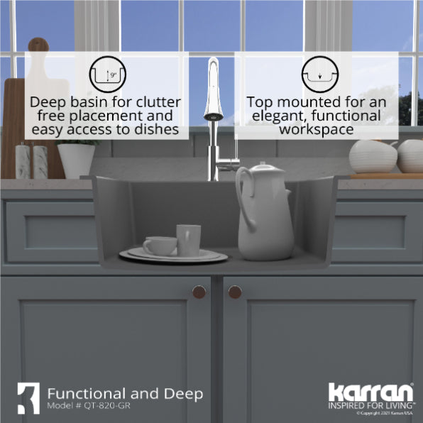 Quartz Composite Grey Kitchen Sink Matte 8