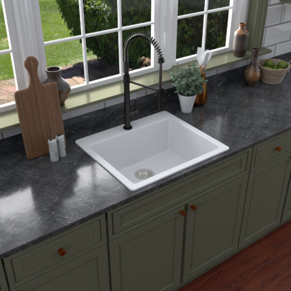 Quartz Composite White Kitchen Sink Matte 5