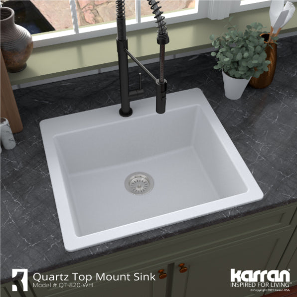 Quartz Composite White Kitchen Sink Matte 6
