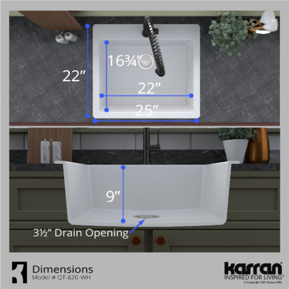 Quartz Composite White Kitchen Sink Matte 8