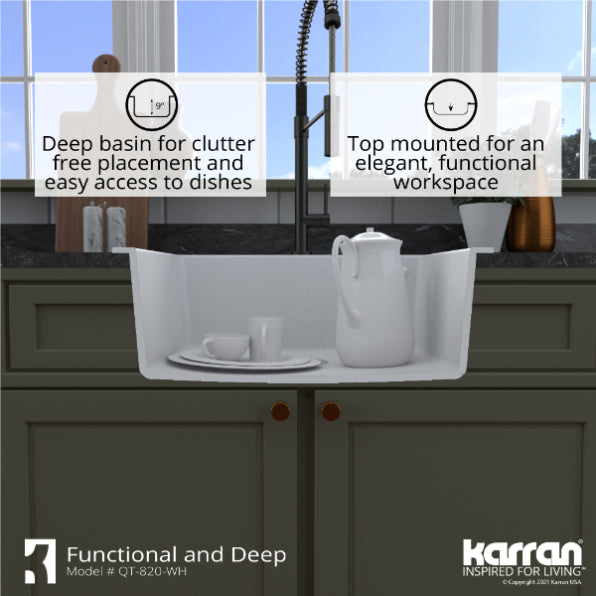 Quartz Composite White Kitchen Sink Matte 9