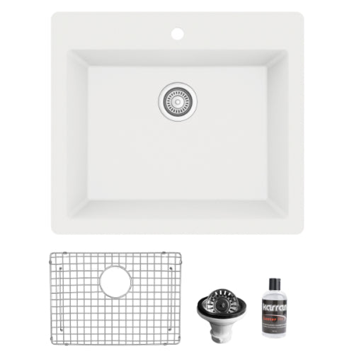 Quartz Composite White Kitchen Sink Matte 1