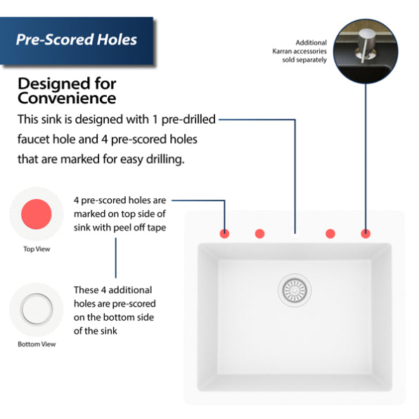 Quartz Composite White Kitchen Sink Matte 4