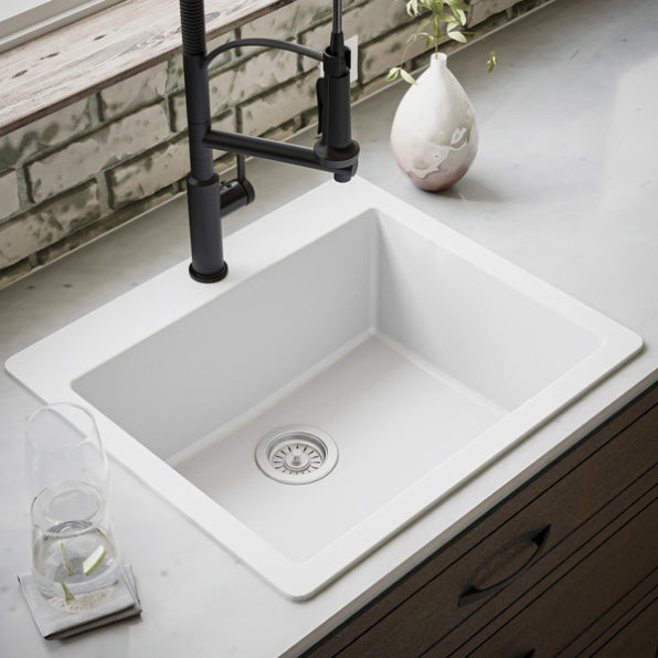 Quartz Composite White Kitchen Sink Matte 5