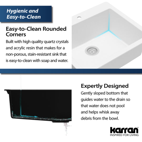 Quartz Composite White Kitchen Sink Matte 8
